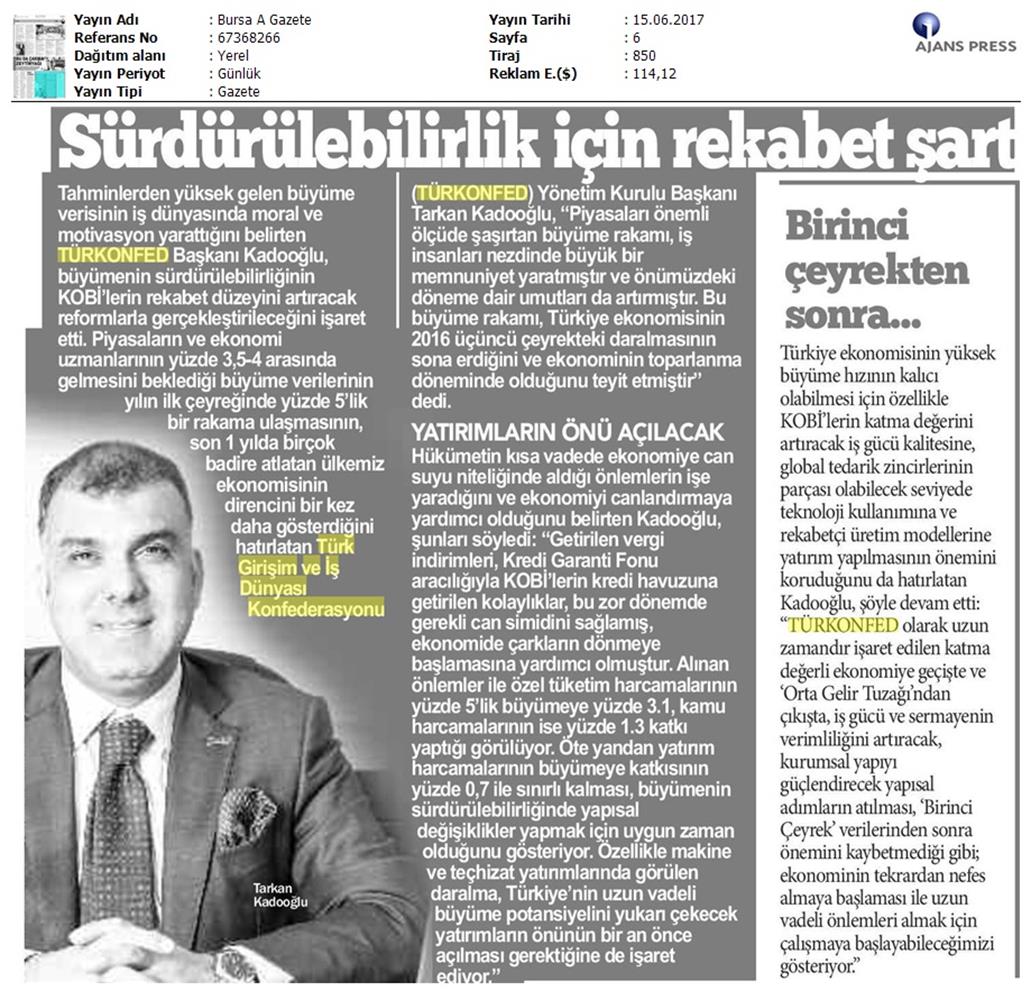 TÜRKONFED 1 Ceyrek Buyume Verisi Basin Bulteni Medya Yansimasi 15 Haziran 2017 - 3