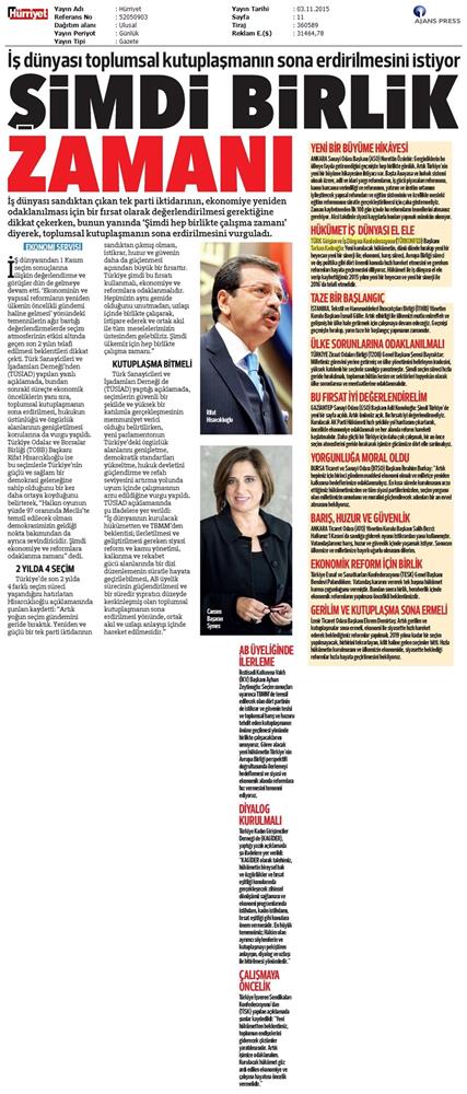 TÜRKONFED 1 Kasim Secimleri Aciklamasi Ulusal Gazetelerde Yansimalar - 5