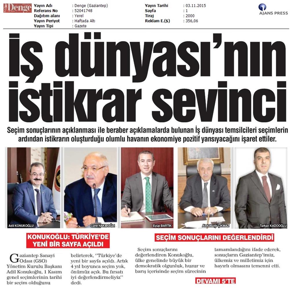 TÜRKONFED 1 Kasim Secimleri Aciklamasi Yerel Gazetelerde Yansimalar - 6
