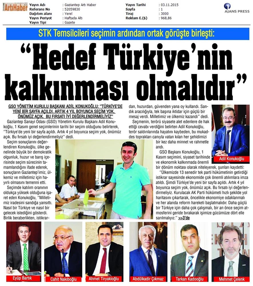 TÜRKONFED 1 Kasim Secimleri Aciklamasi Yerel Gazetelerde Yansimalar - 17