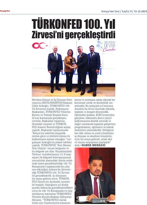 TÜRKONFED 100 Yil Başkanlar Zirvesi 10 Aralik 2023 Ankara - 8