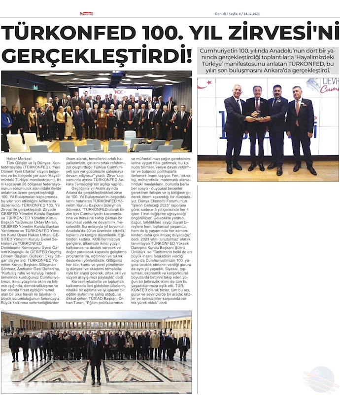 TÜRKONFED 100 Yil Başkanlar Zirvesi 10 Aralik 2023 Ankara - 15