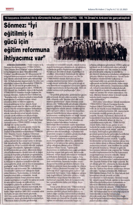 TÜRKONFED 100 Yil Başkanlar Zirvesi 10 Aralik 2023 Ankara - 24