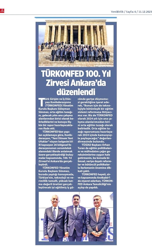 TÜRKONFED 100 Yil Başkanlar Zirvesi 10 Aralik 2023 Ankara - 25