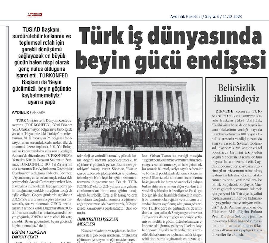 TÜRKONFED 100 Yil Başkanlar Zirvesi 10 Aralik 2023 Ankara - 35