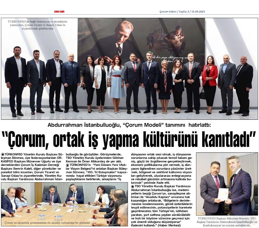 TÜRKONFED 100 Yil Buluşmalari 13 Eylul 2023 Corum - 2