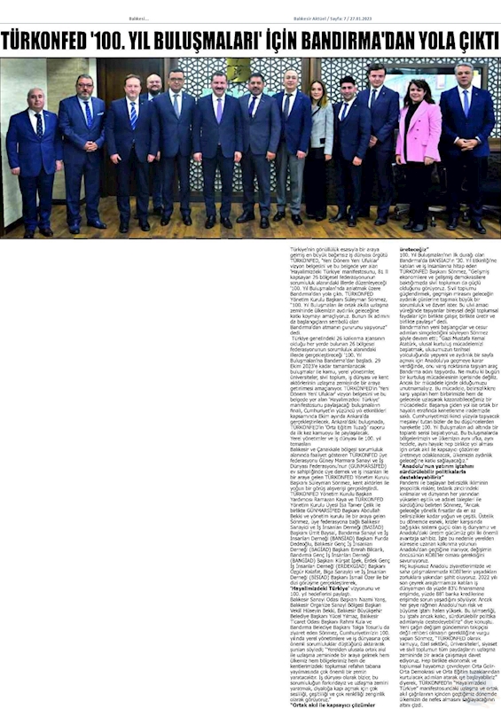 TÜRKONFED 100 Yil Buluşmalari 24 Ocak 2023 Balikesir - 1