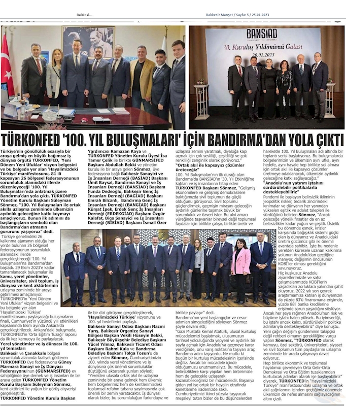TÜRKONFED 100 Yil Buluşmalari 24 Ocak 2023 Balikesir - 3
