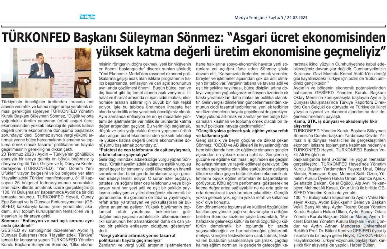 TÜRKONFED 100 Yil Buluşmalari 24 Temmuz 2023 Aydin - 1