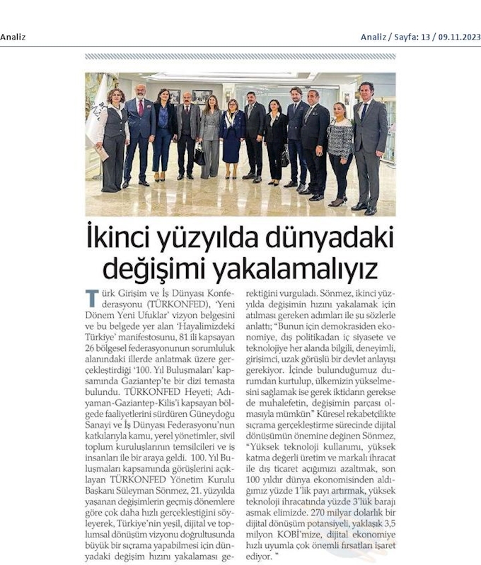 TÜRKONFED 100 Yil Buluşmalari 8 Kasim 2023 Gaziantep - 3