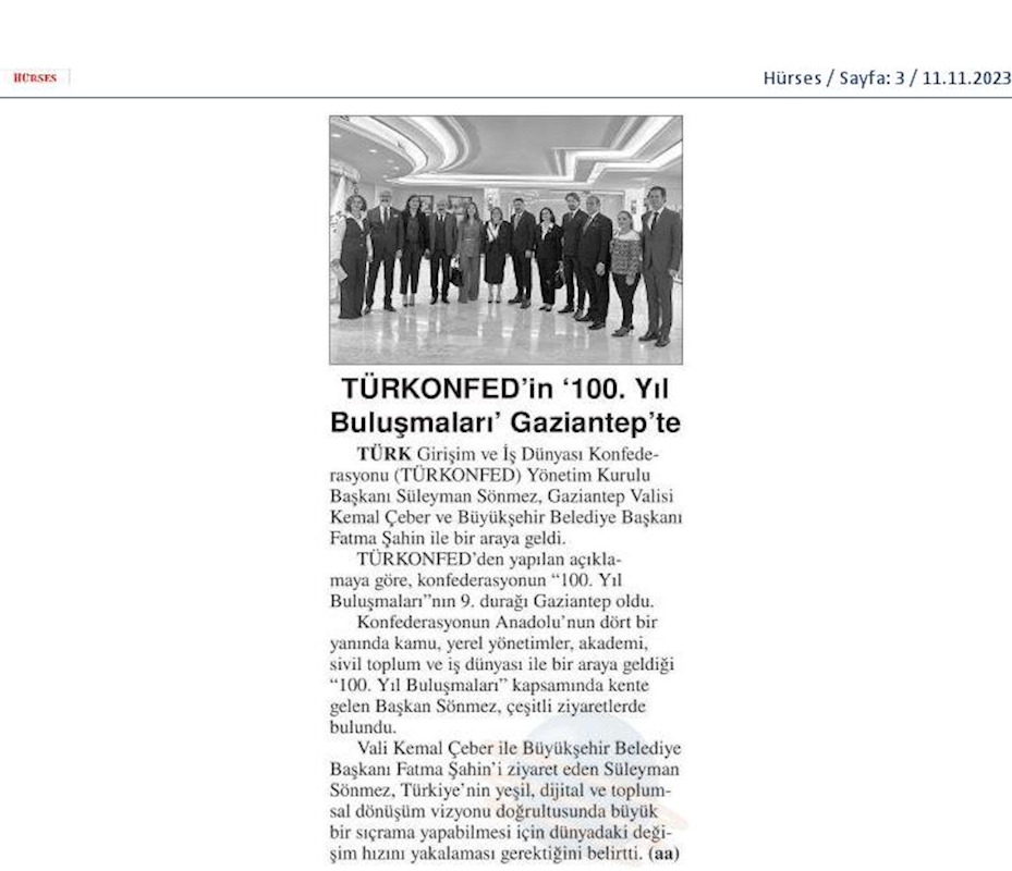 TÜRKONFED 100 Yil Buluşmalari 8 Kasim 2023 Gaziantep - 11