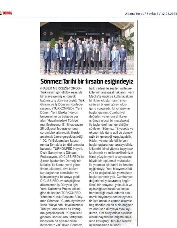 TÜRKONFED 100 Yil Buluşmalari 9 Haziran 2023 Sirnak - 1
