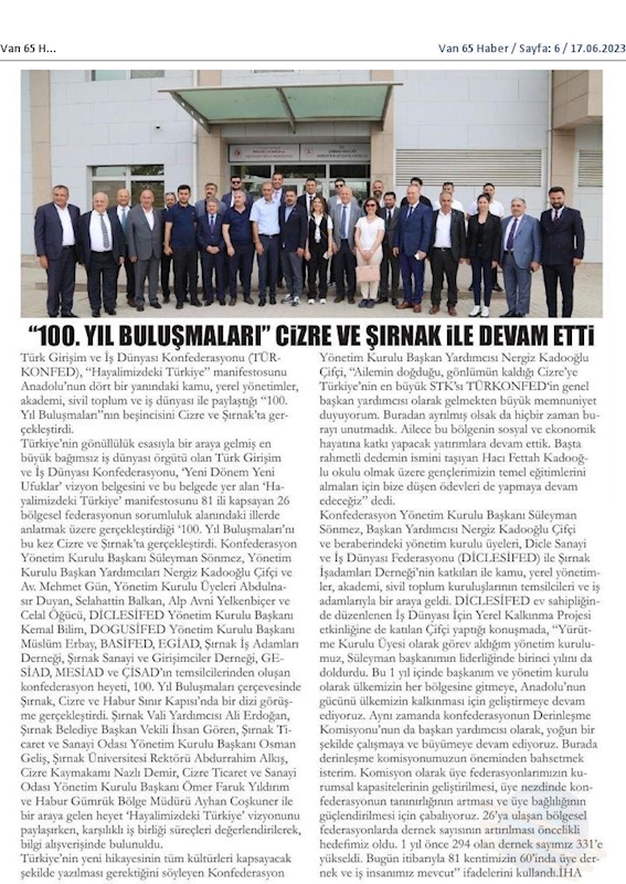 TÜRKONFED 100 Yil Buluşmalari 9 Haziran 2023 Sirnak - 23
