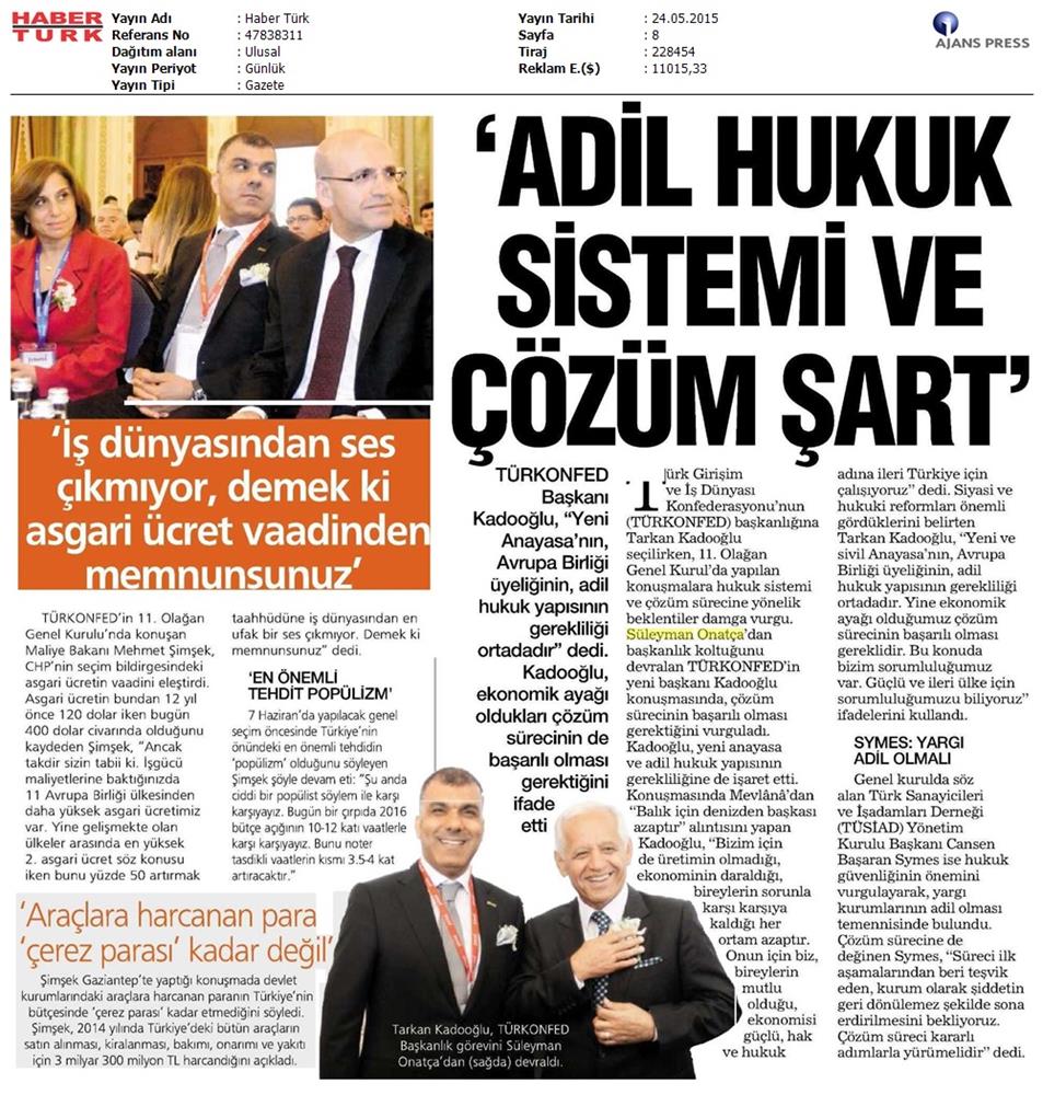 TÜRKONFED 11 Olagan Genel Kurulu Yazili Basin Yansimalari - 1