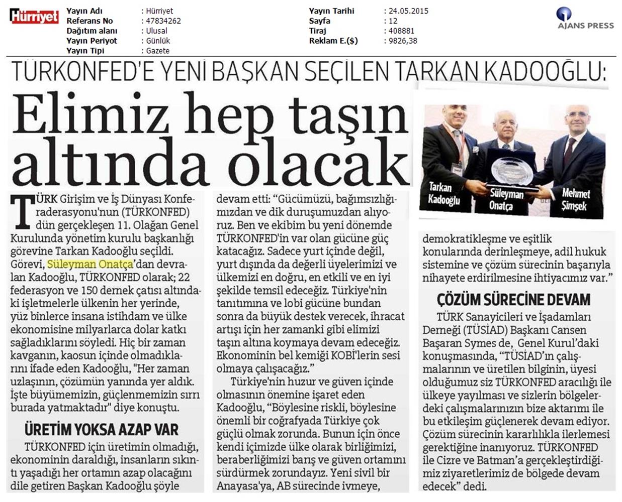 TÜRKONFED 11 Olagan Genel Kurulu Yazili Basin Yansimalari - 7