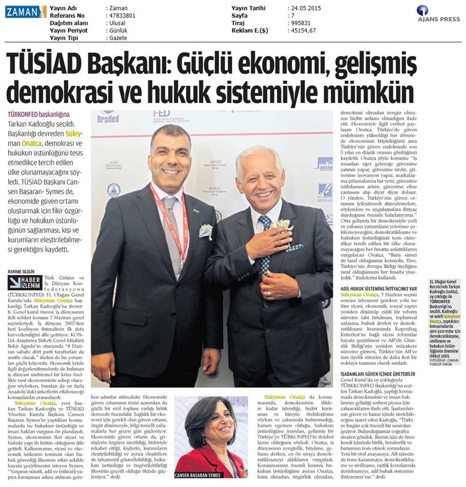 TÜRKONFED 11 Olagan Genel Kurulu Yazili Basin Yansimalari - 8