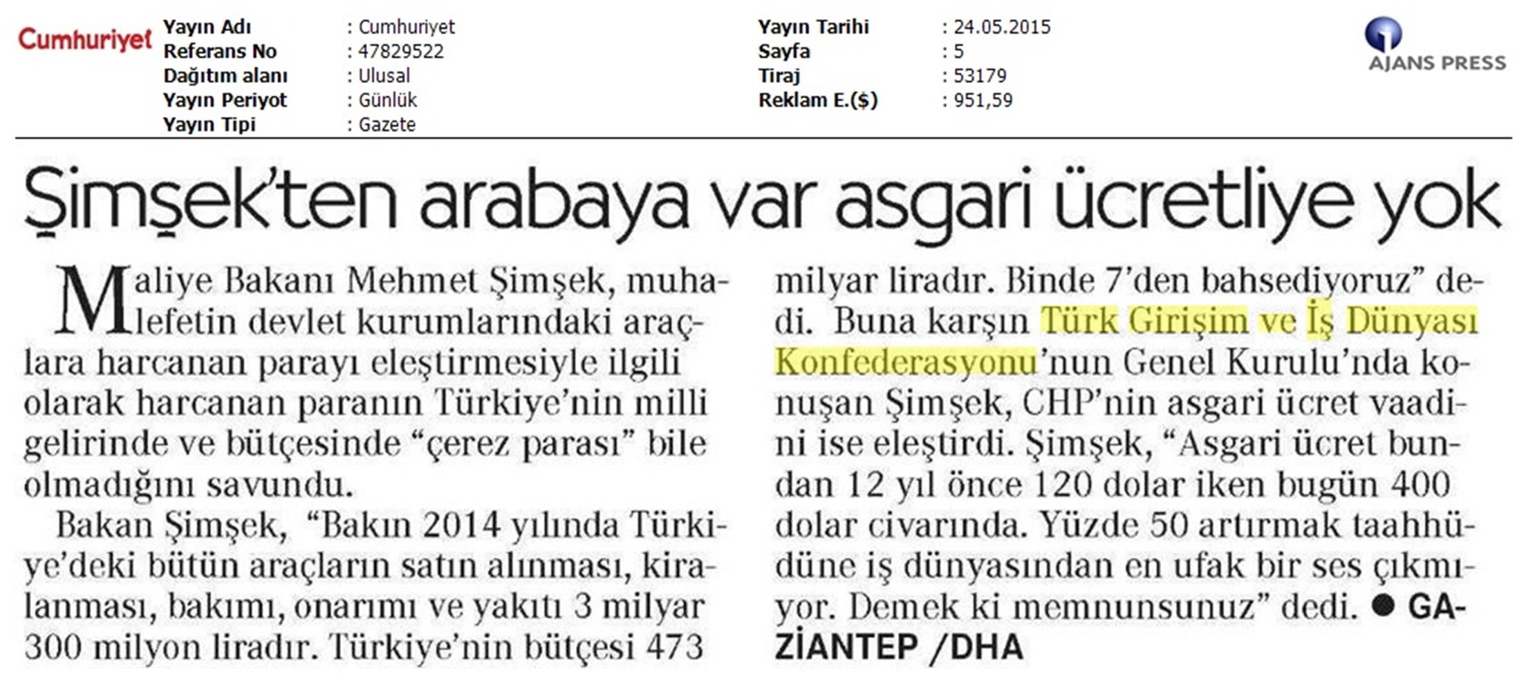 TÜRKONFED 11 Olagan Genel Kurulu Yazili Basin Yansimalari - 11