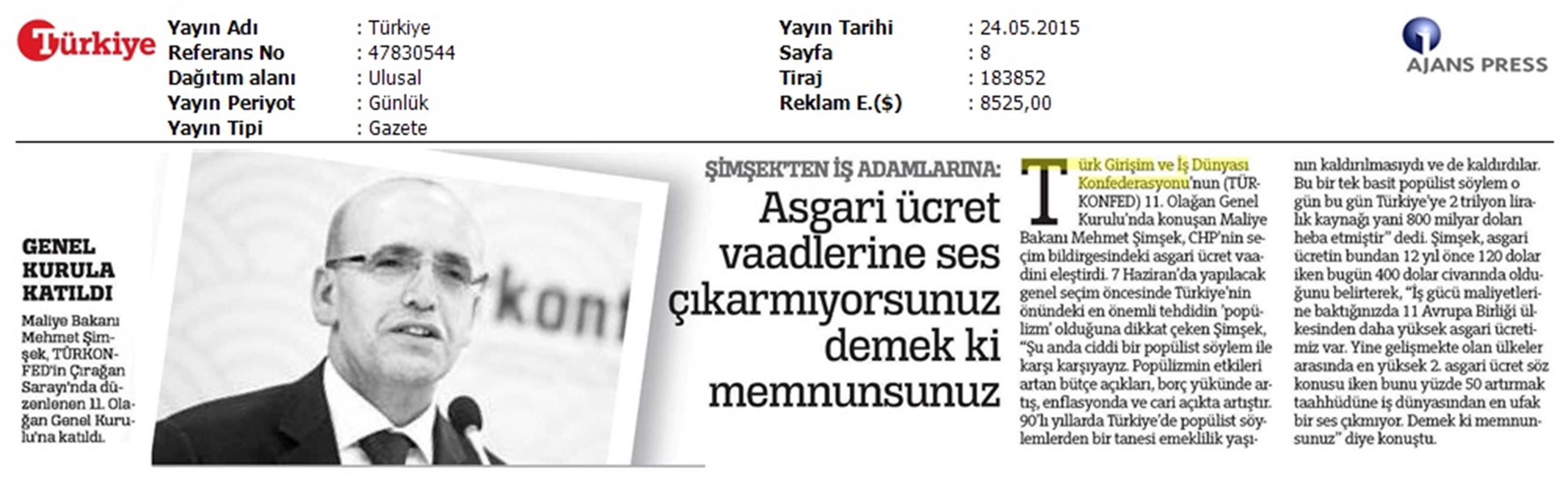 TÜRKONFED 11 Olagan Genel Kurulu Yazili Basin Yansimalari - 17