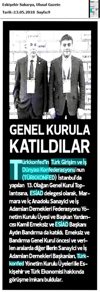 TÜRKONFED 13 Olagan Genel Kurulu Basin Yansimalari 12 Mayis 2018 Istanbul - 9