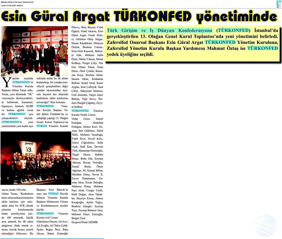 TÜRKONFED 13 Olagan Genel Kurulu Basin Yansimalari 12 Mayis 2018 Istanbul - 11