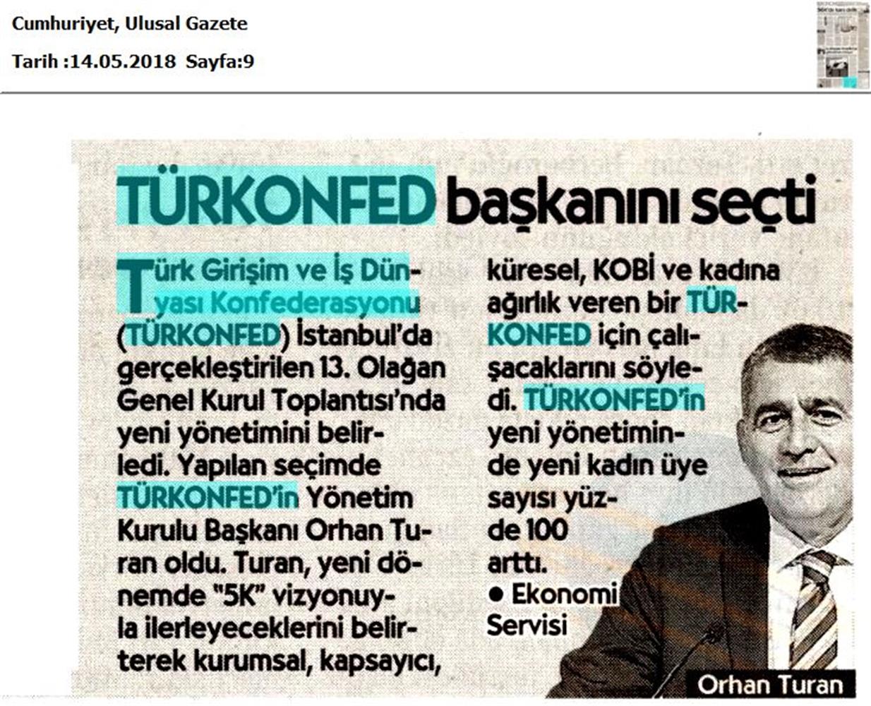 TÜRKONFED 13 Olagan Genel Kurulu Basin Yansimalari 12 Mayis 2018 Istanbul - 21