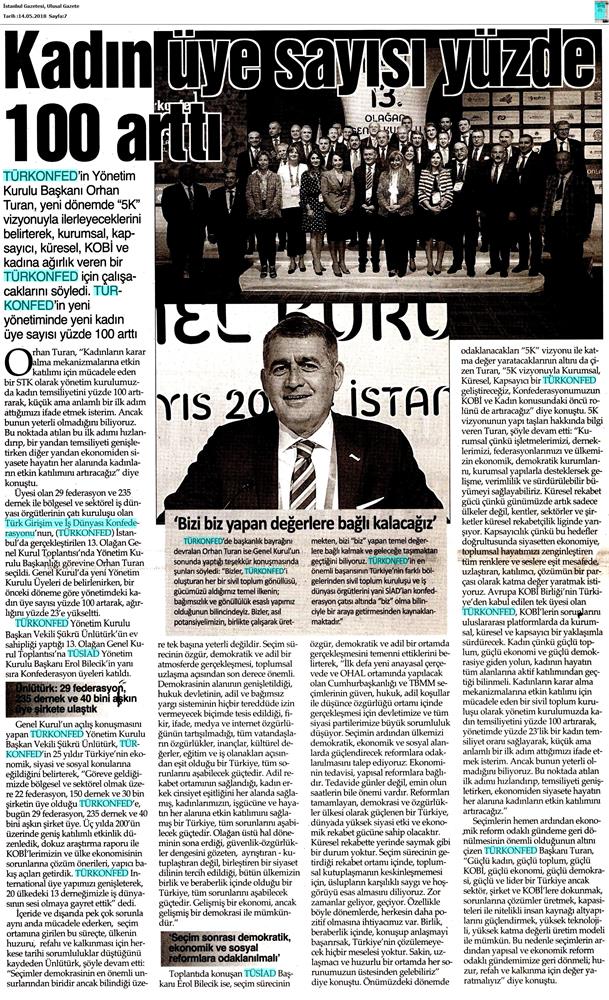 TÜRKONFED 13 Olagan Genel Kurulu Basin Yansimalari 12 Mayis 2018 Istanbul - 22
