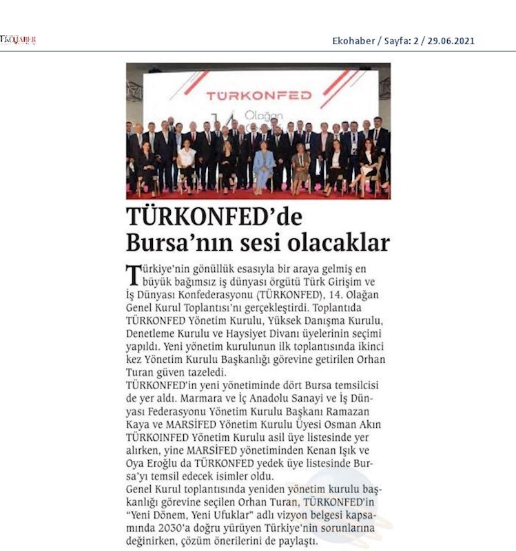 TÜRKONFED 14 Olagan Genel Kurulu Basin Yansimalari 25 Haziran Cuma Istanbul - 1
