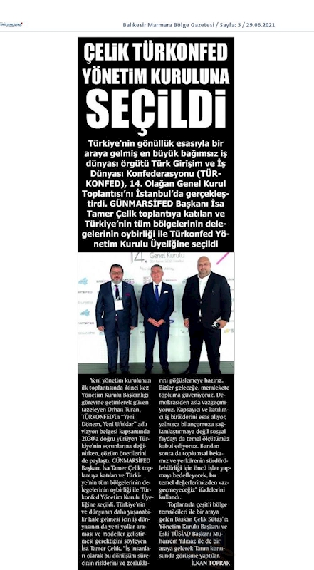 TÜRKONFED 14 Olagan Genel Kurulu Basin Yansimalari 25 Haziran Cuma Istanbul - 2