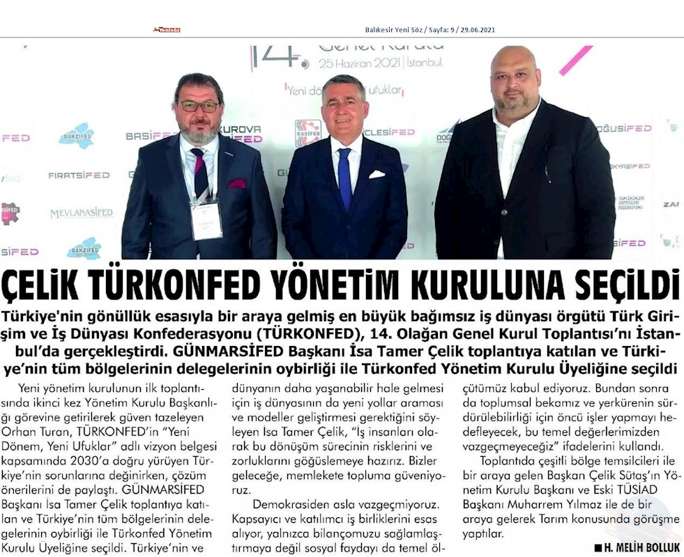 TÜRKONFED 14 Olagan Genel Kurulu Basin Yansimalari 25 Haziran Cuma Istanbul - 3