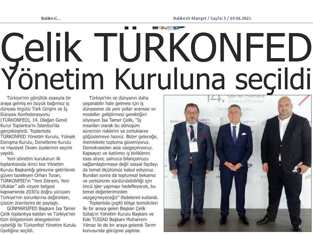 TÜRKONFED 14 Olagan Genel Kurulu Basin Yansimalari 25 Haziran Cuma Istanbul - 11