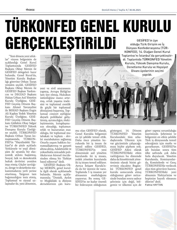TÜRKONFED 14 Olagan Genel Kurulu Basin Yansimalari 25 Haziran Cuma Istanbul - 22