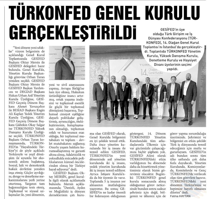 TÜRKONFED 14 Olagan Genel Kurulu Basin Yansimalari 25 Haziran Cuma Istanbul - 26