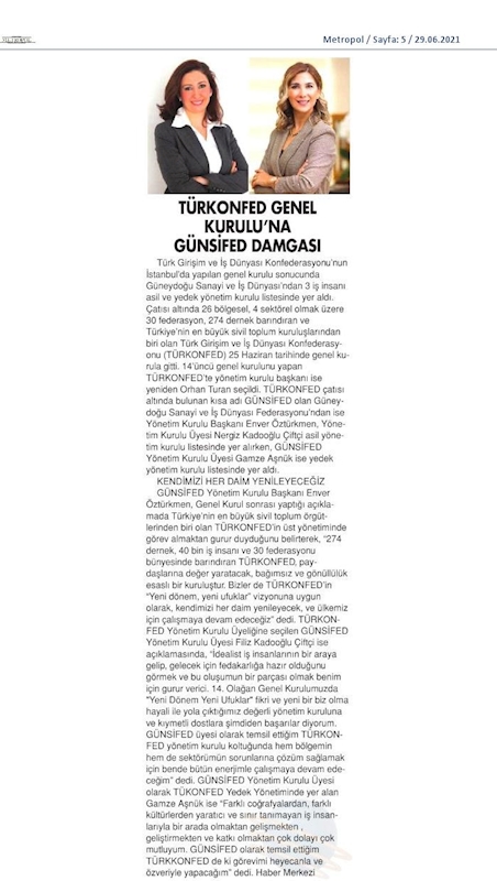 TÜRKONFED 14 Olagan Genel Kurulu Basin Yansimalari 25 Haziran Cuma Istanbul - 28
