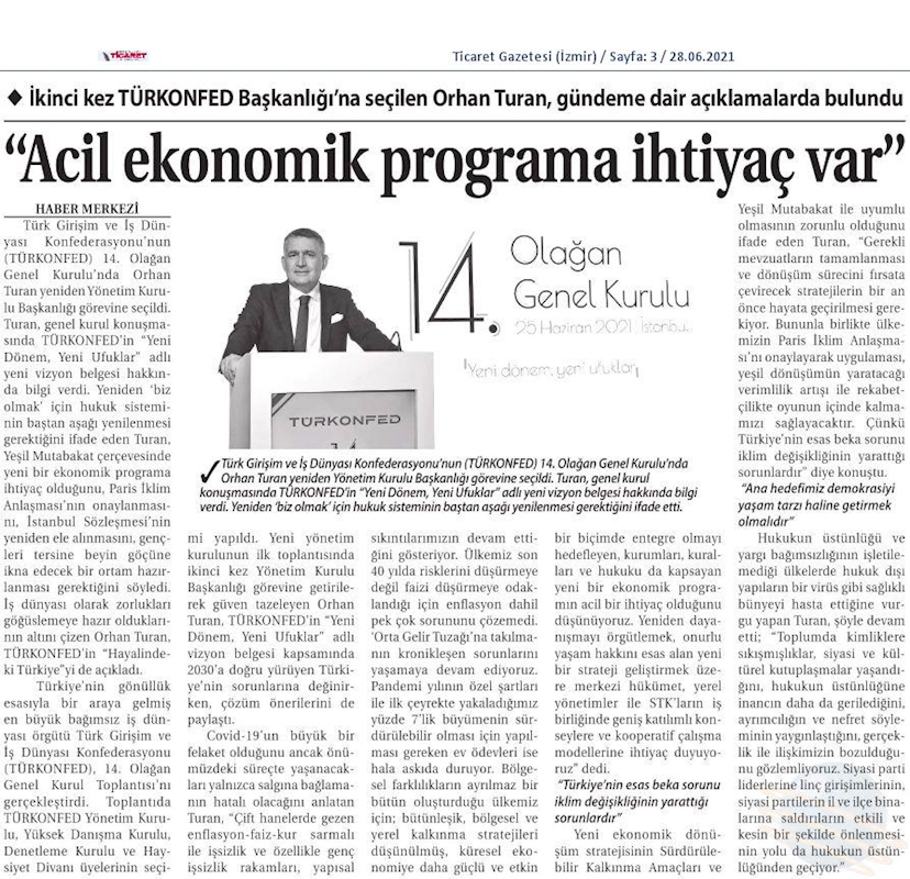 TÜRKONFED 14 Olagan Genel Kurulu Basin Yansimalari 25 Haziran Cuma Istanbul - 37