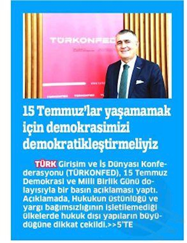 TÜRKONFED 15 Temmuz Basin Aciklamasi Basin Yansimalari 15 Temmuz 2021 - 5