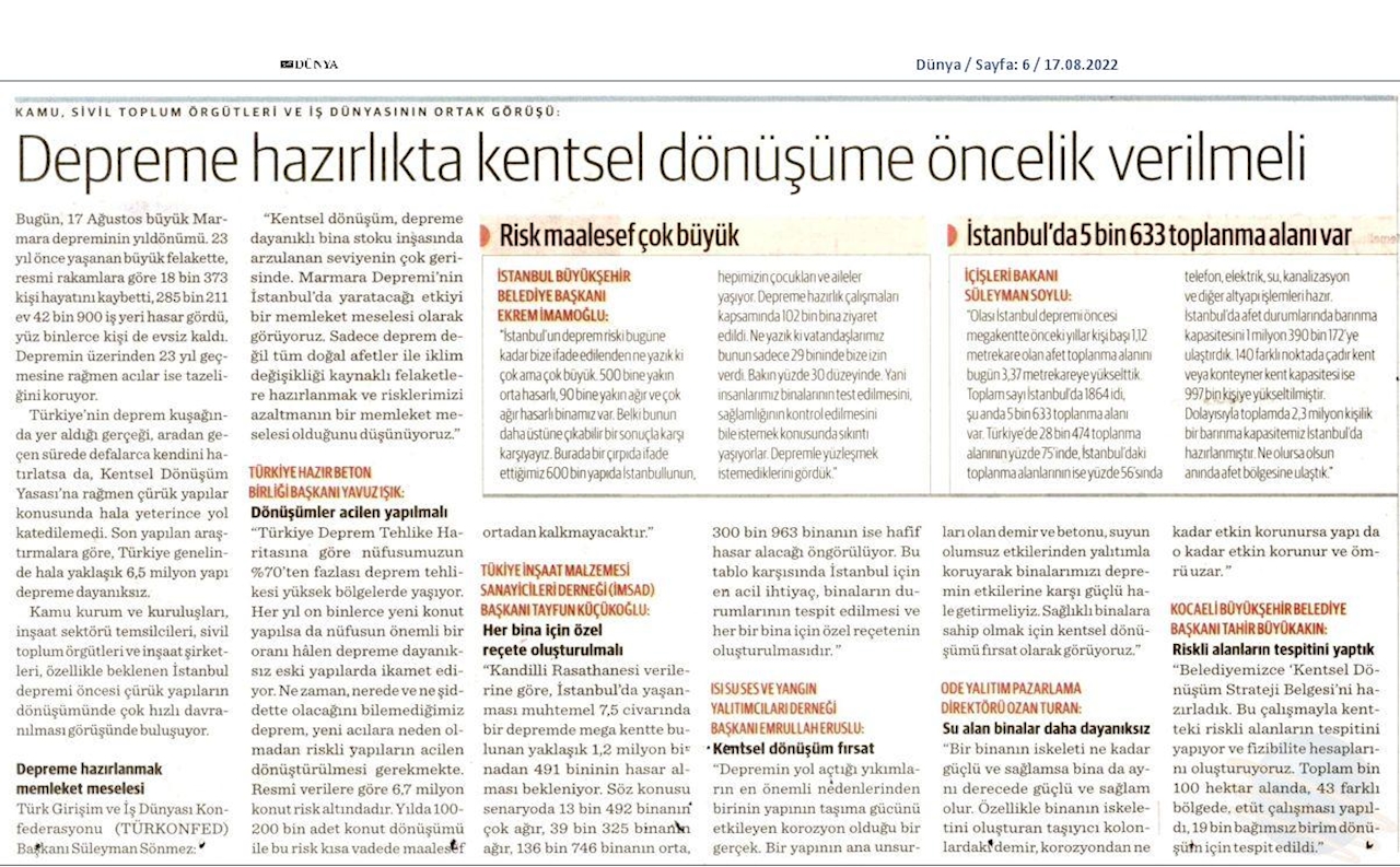 TÜRKONFED 17 Agustos Basin Aciklamasi 17 Agustos 2022 - 17