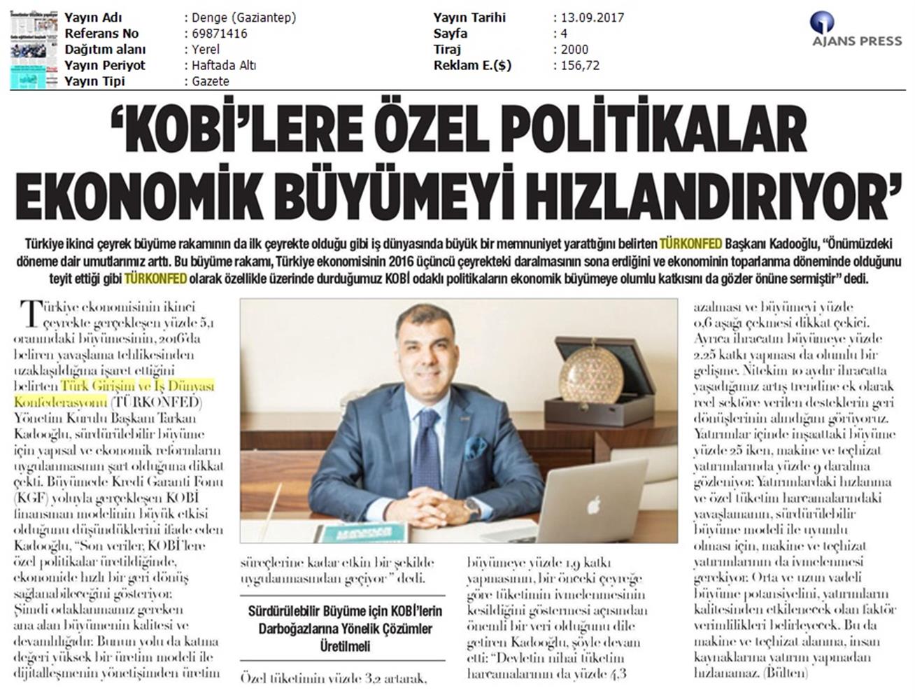 TÜRKONFED 2 Ceyrek Ekonomik Buyume Basin Bulteni Medya Yansimalari12 Eylul 2017 Istanbul - 9