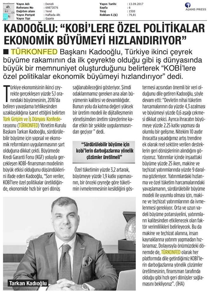 TÜRKONFED 2 Ceyrek Ekonomik Buyume Basin Bulteni Medya Yansimalari12 Eylul 2017 Istanbul - 20