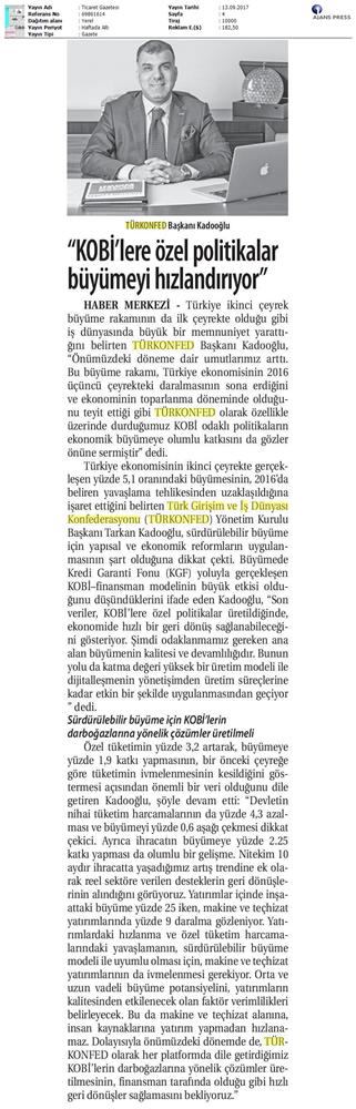 TÜRKONFED 2 Ceyrek Ekonomik Buyume Basin Bulteni Medya Yansimalari12 Eylul 2017 Istanbul - 24