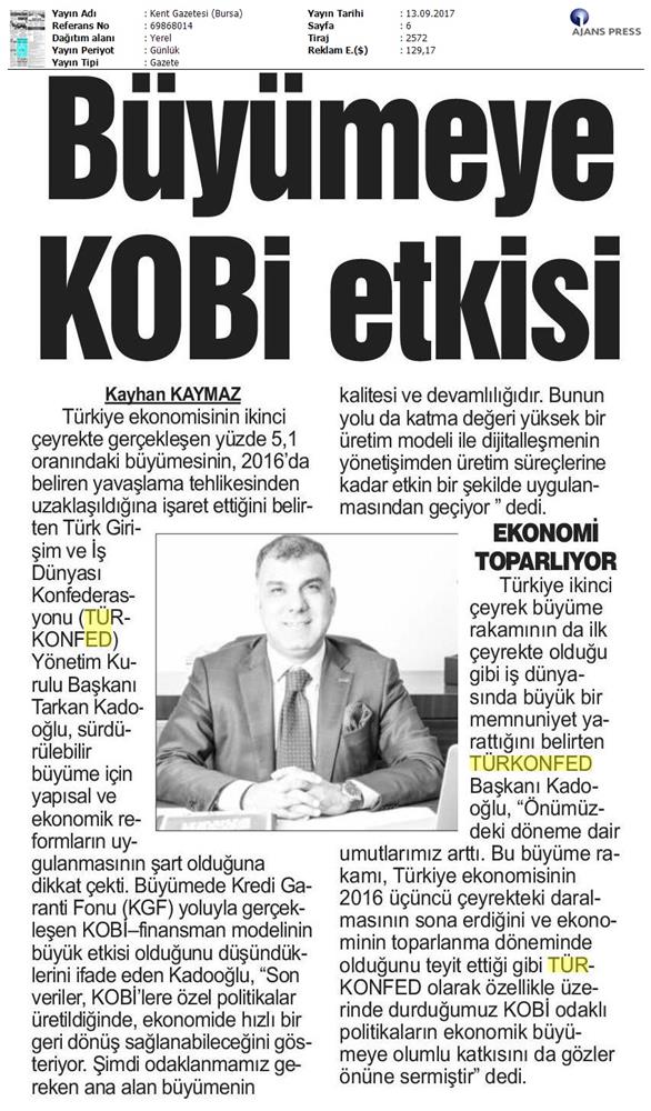 TÜRKONFED 2 Ceyrek Ekonomik Buyume Basin Bulteni Medya Yansimalari12 Eylul 2017 Istanbul - 26