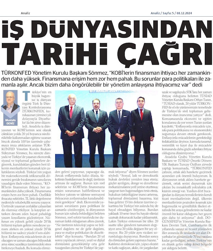 TÜRKONFED 20 Yil Zirvesi 7 Aralik 2024 Diyarbakir - 12
