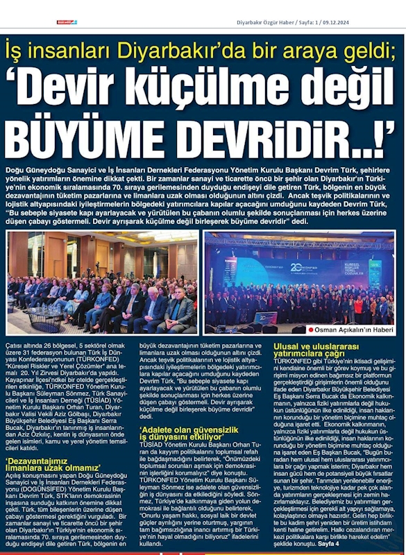TÜRKONFED 20 Yil Zirvesi 7 Aralik 2024 Diyarbakir - 18