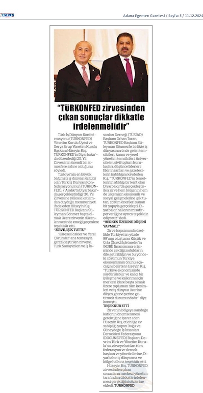 TÜRKONFED 20 Yil Zirvesi 7 Aralik 2024 Diyarbakir - 39