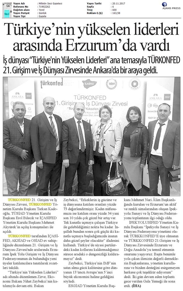 TÜRKONFED 21 Girişim Ve Is Dunyasi Zirvesi Medya Yansimalari 18 Kasim 2017 - 34