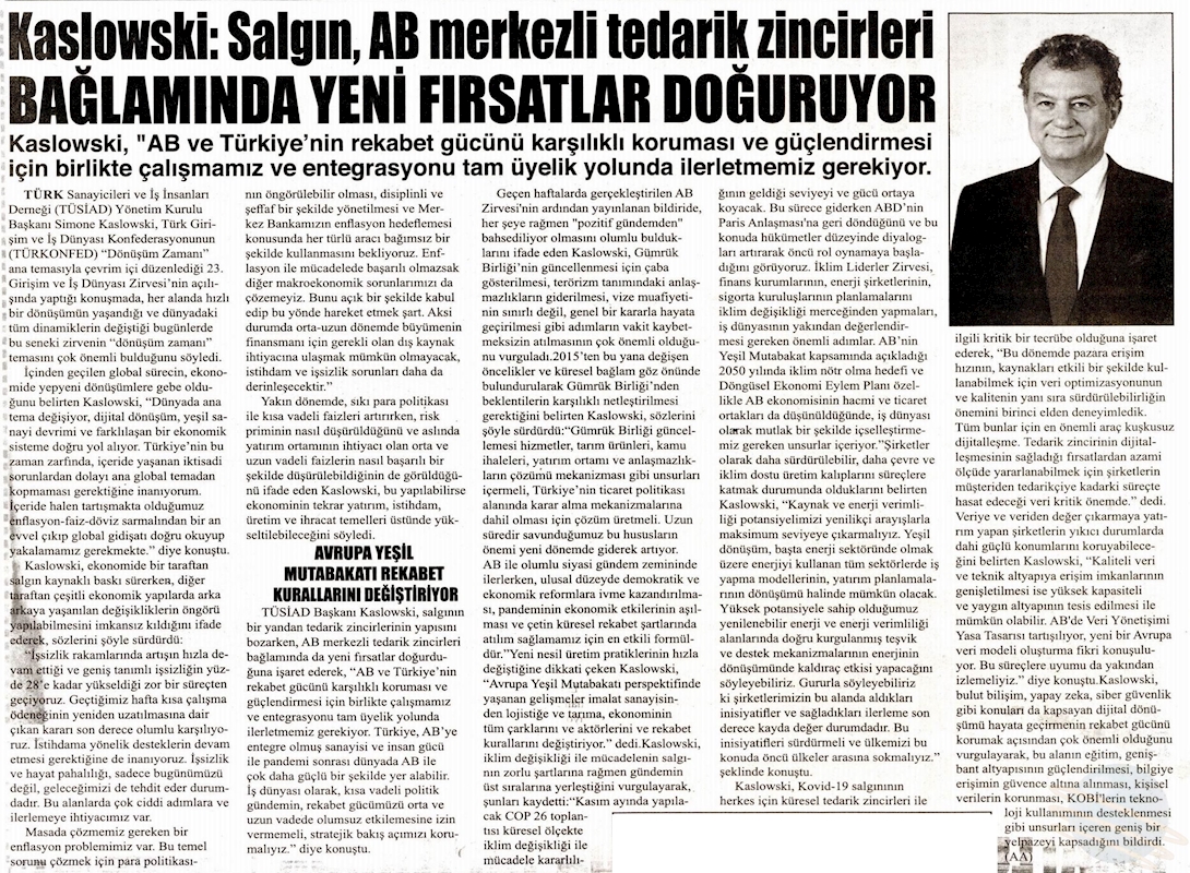 TÜRKONFED 23 Girişim Ve Is Dunyasi Zirvesi Basin Yansimalari 27 Nisan 2021 - 2