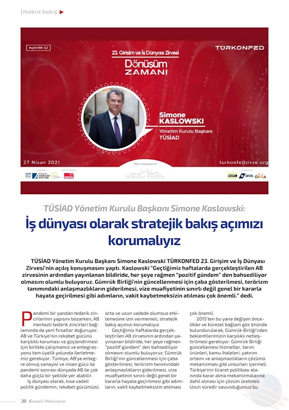 TÜRKONFED 23 Girişim Ve Is Dunyasi Zirvesi Basin Yansimalari 27 Nisan 2021 - 4