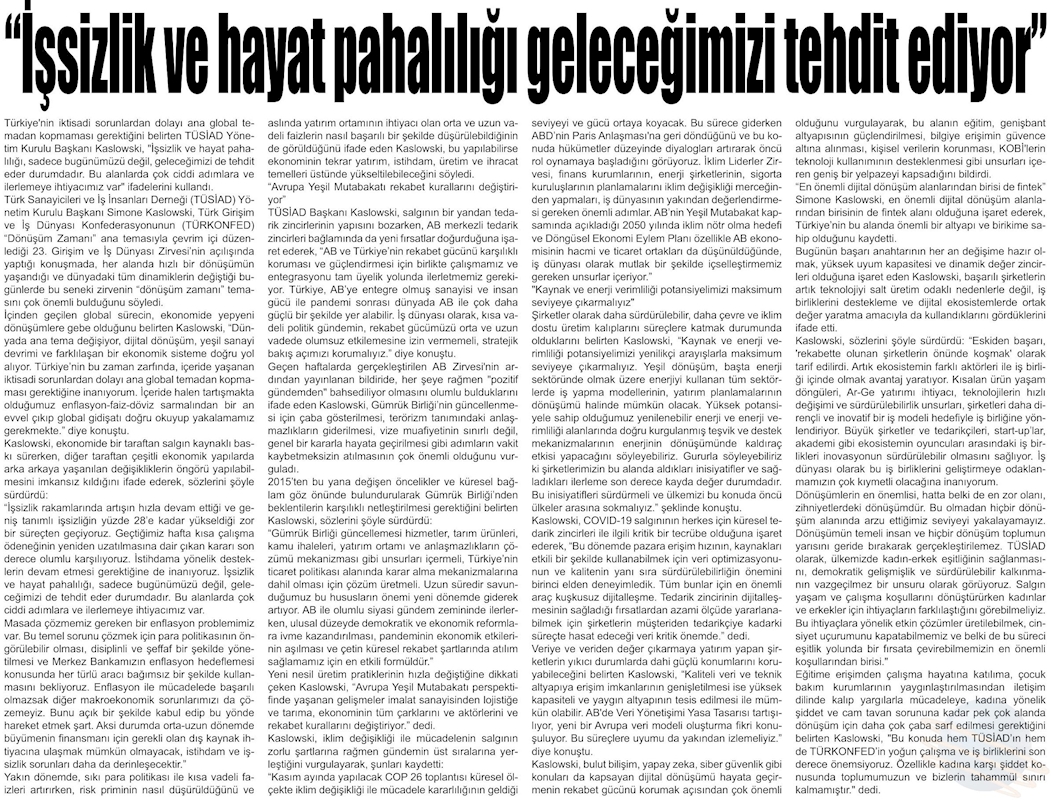 TÜRKONFED 23 Girişim Ve Is Dunyasi Zirvesi Basin Yansimalari 27 Nisan 2021 - 6