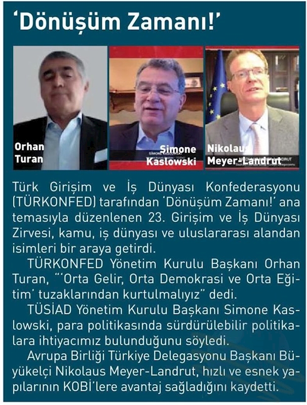 TÜRKONFED 23 Girişim Ve Is Dunyasi Zirvesi Basin Yansimalari 27 Nisan 2021 - 29
