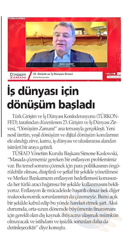 TÜRKONFED 23 Girişim Ve Is Dunyasi Zirvesi Basin Yansimalari 27 Nisan 2021 - 36
