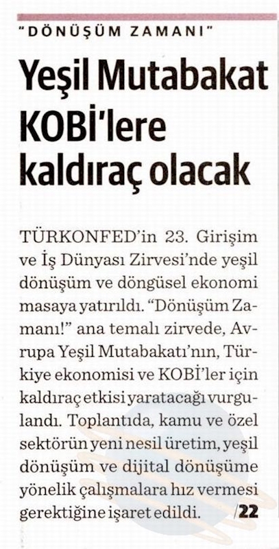 TÜRKONFED 23 Girişim Ve Is Dunyasi Zirvesi Basin Yansimalari 27 Nisan 2021 - 39
